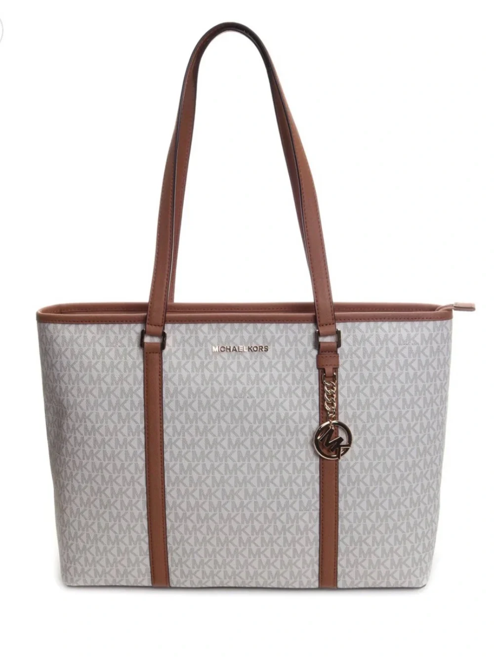 Michael Kors Vanilla Acorn Large Sady Laptop Tote Logo Tote
